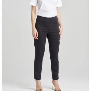 Natori Women's Black Chino Ankle Dress Pants‎ Side Zip Size 14 Cotton Blend